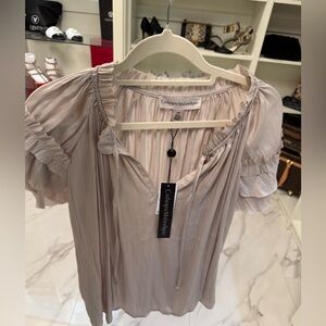 NWT Catherine Malandrino Soft Beige Ruffled Blouse SzL